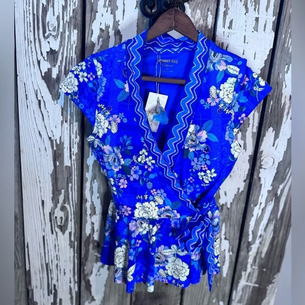 Johnny Was Blue Dove Tankini Top Only Size XS NWT